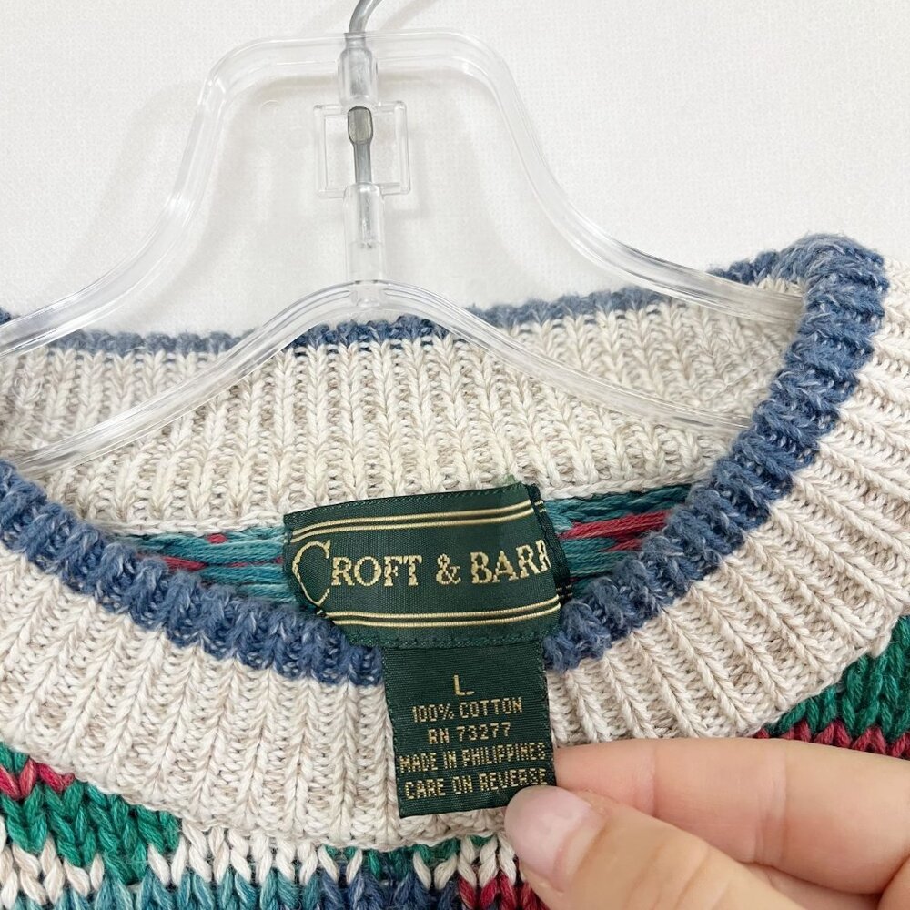 Vintage Croft & Barrow Men's Aztec‎ Print Knit Sweater Retro 90s - Size Large - Picture 4 of 6